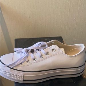 Leather converse platform sneakers